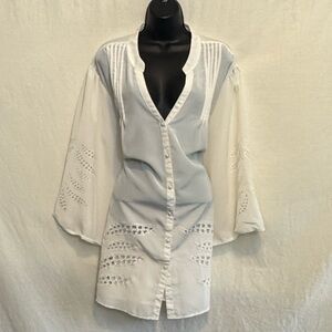 B-225 Chelsea‎ Studio PLUS SIZE 3X Vintage Cream Pleated Lace Detail Blouse